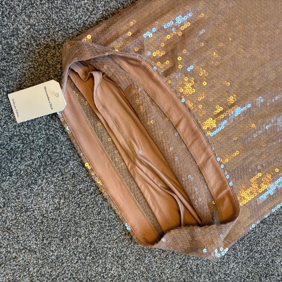 Abercrombie Champagne Tan Sequin Maxi Skirt NWT Rare Euro Exclusive Boho Luxe SP - Picture 15 of 15